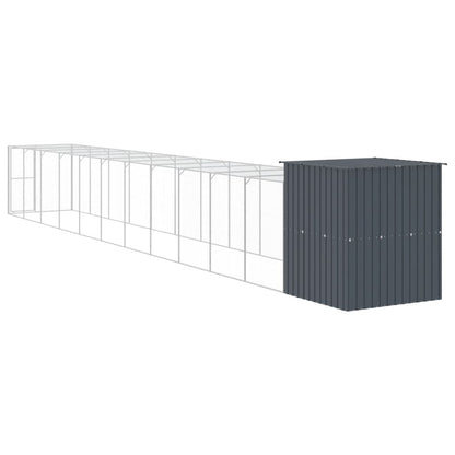 vidaXL Chicken Cage with Run Anthracite 165x1271x181 cm Galvanised Steel