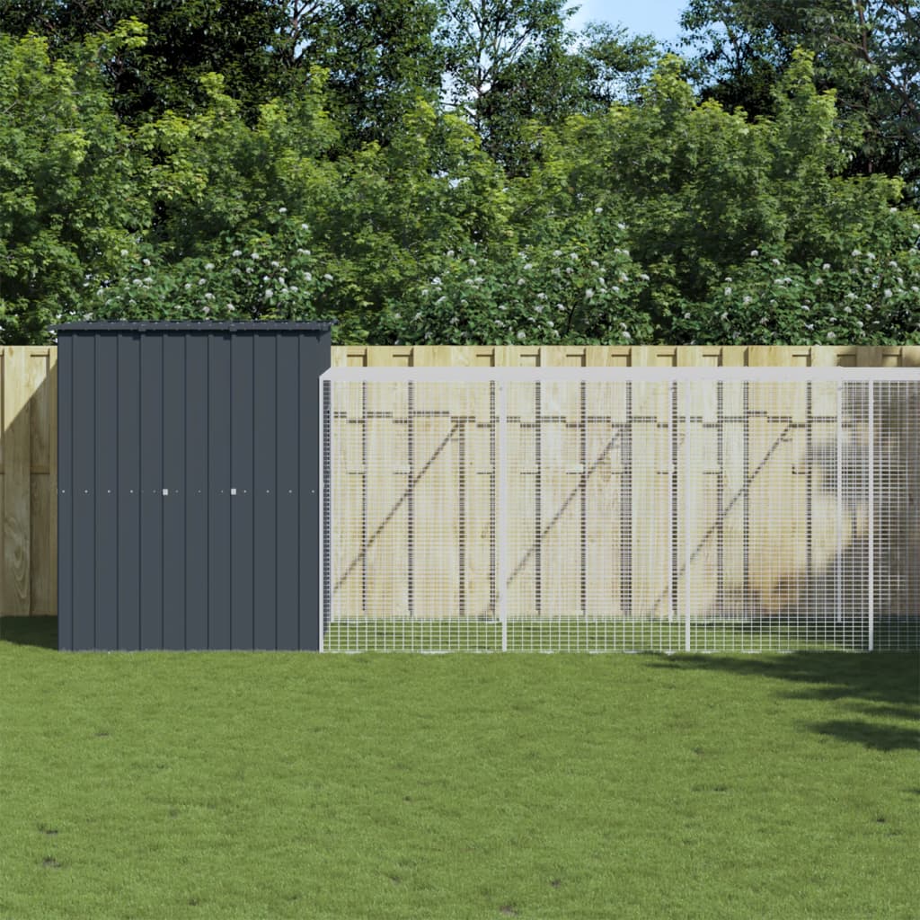 vidaXL Chicken Cage with Run Anthracite 165x1271x181 cm Galvanised Steel