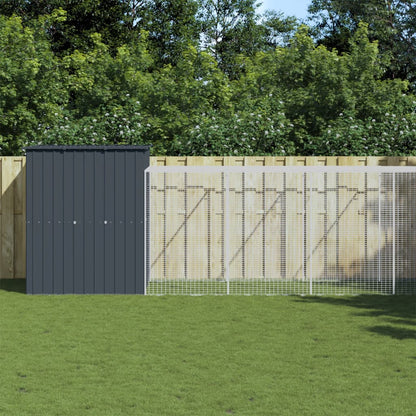 vidaXL Chicken Cage with Run Anthracite 165x1271x181 cm Galvanised Steel