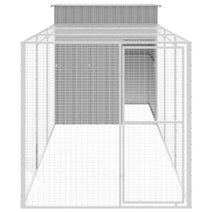 vidaXL Chicken Cage with Run Light Grey 165x455x181 cm Galvanised Steel