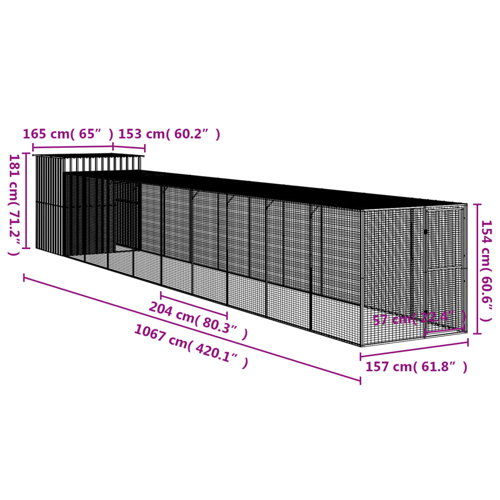 vidaXL Chicken Cage | Light Grey | Galvanised Steel | Large | Durable
