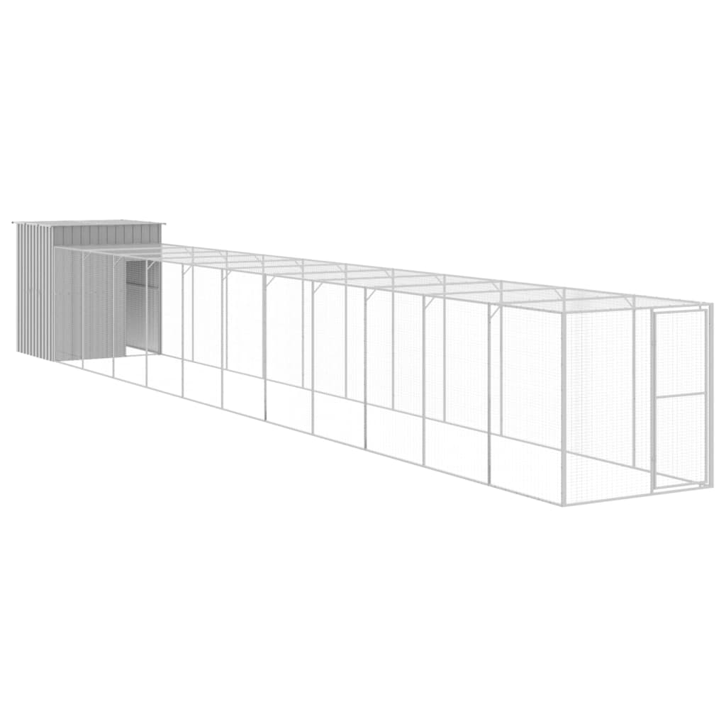vidaXL Chicken Cage with Run Light Grey 165x1271x181 cm Galvanised Steel
