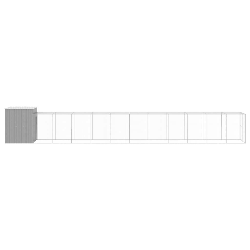 vidaXL Chicken Cage with Run Light Grey 165x1271x181 cm Galvanised Steel