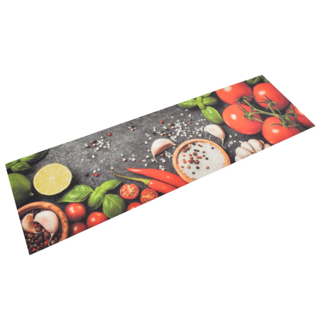 vidaXL Kitchen Rug Washable Vegetables 45x150 cm Velvet