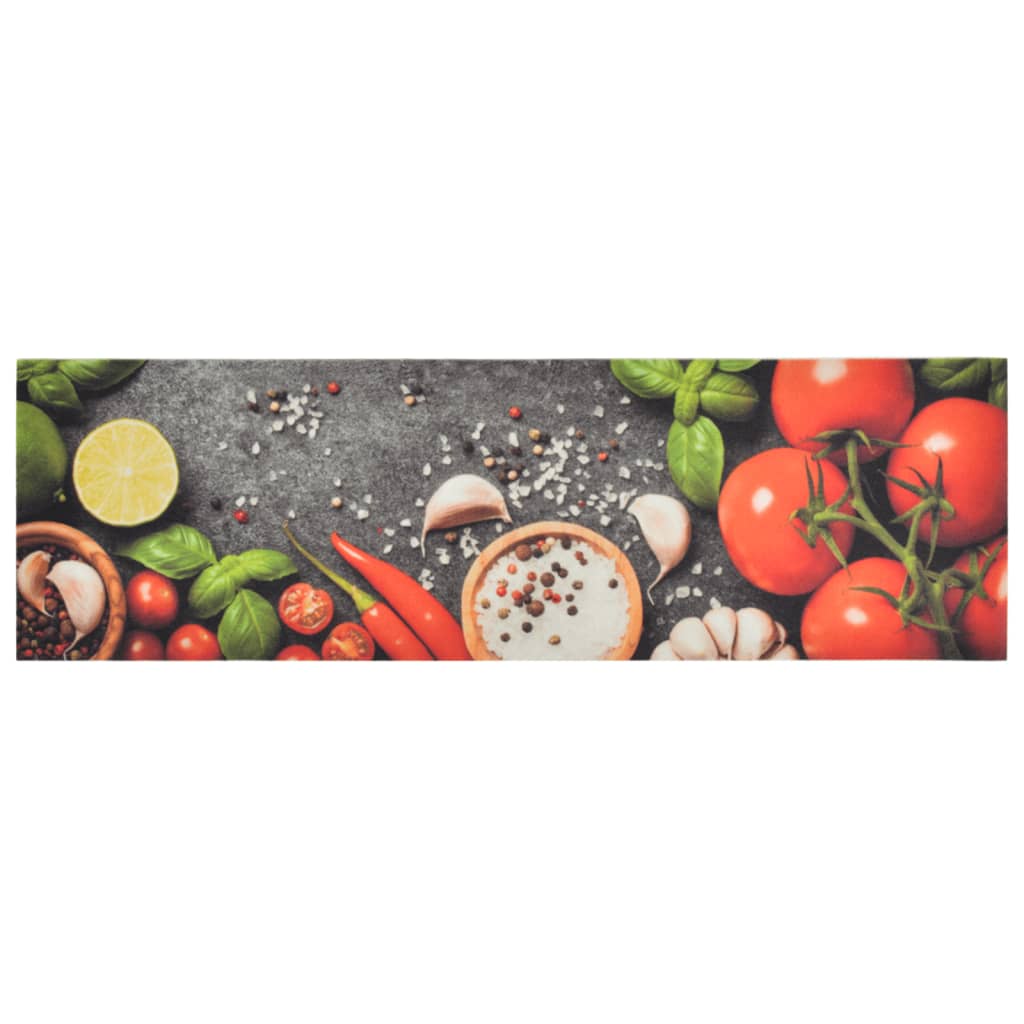 vidaXL Kitchen Rug Washable Vegetables 45x150 cm Velvet
