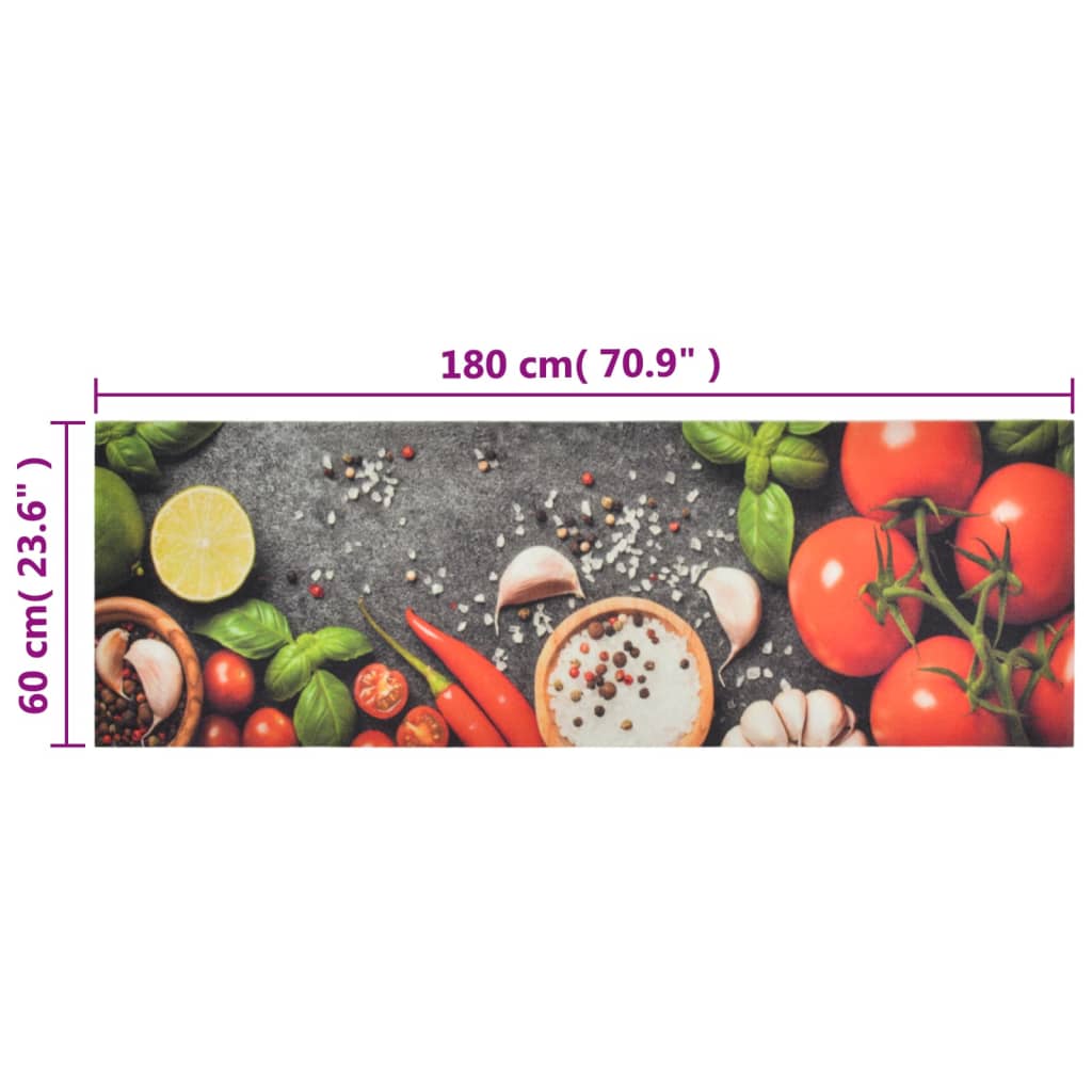 vidaXL Kitchen Rug | Multicolour | Velvet (100% polyamide) | 60 x 180 cm