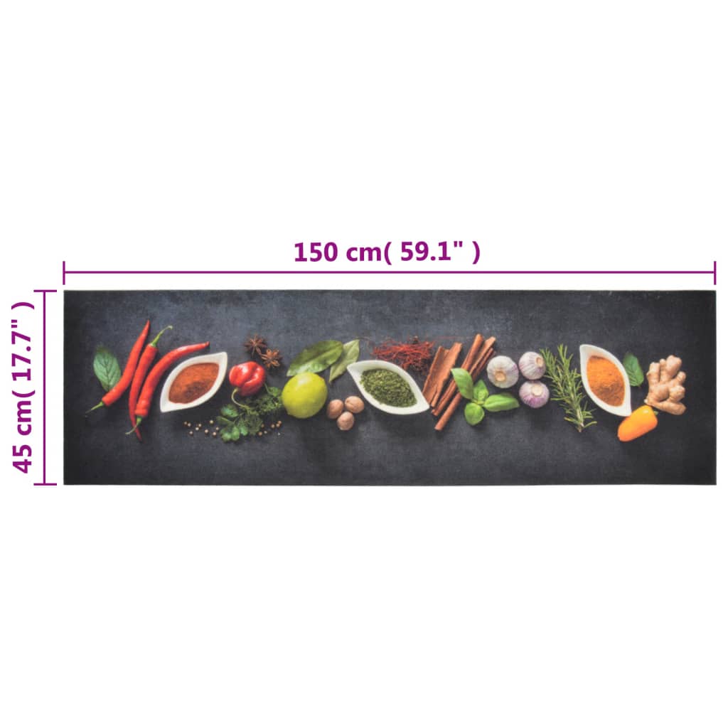 vidaXL Kitchen Rug | Multicolour | Velvet (100% polyamide) | 45x150 cm