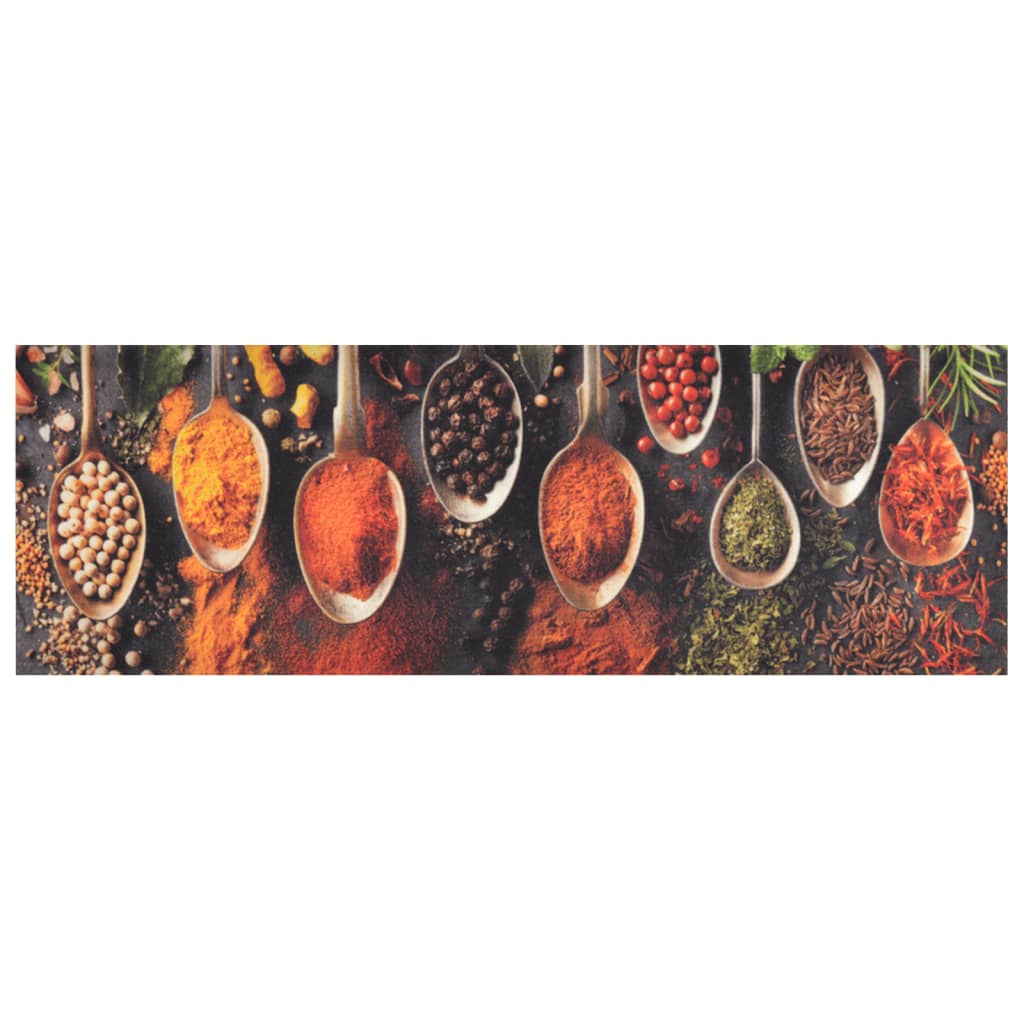 vidaXL Kitchen Rug Washable Spoon & Spices 60x180 cm Velvet