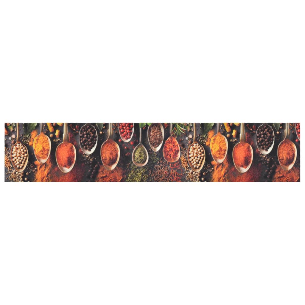 vidaXL Kitchen Rug Washable Spoon & Spices 60x300 cm Velvet