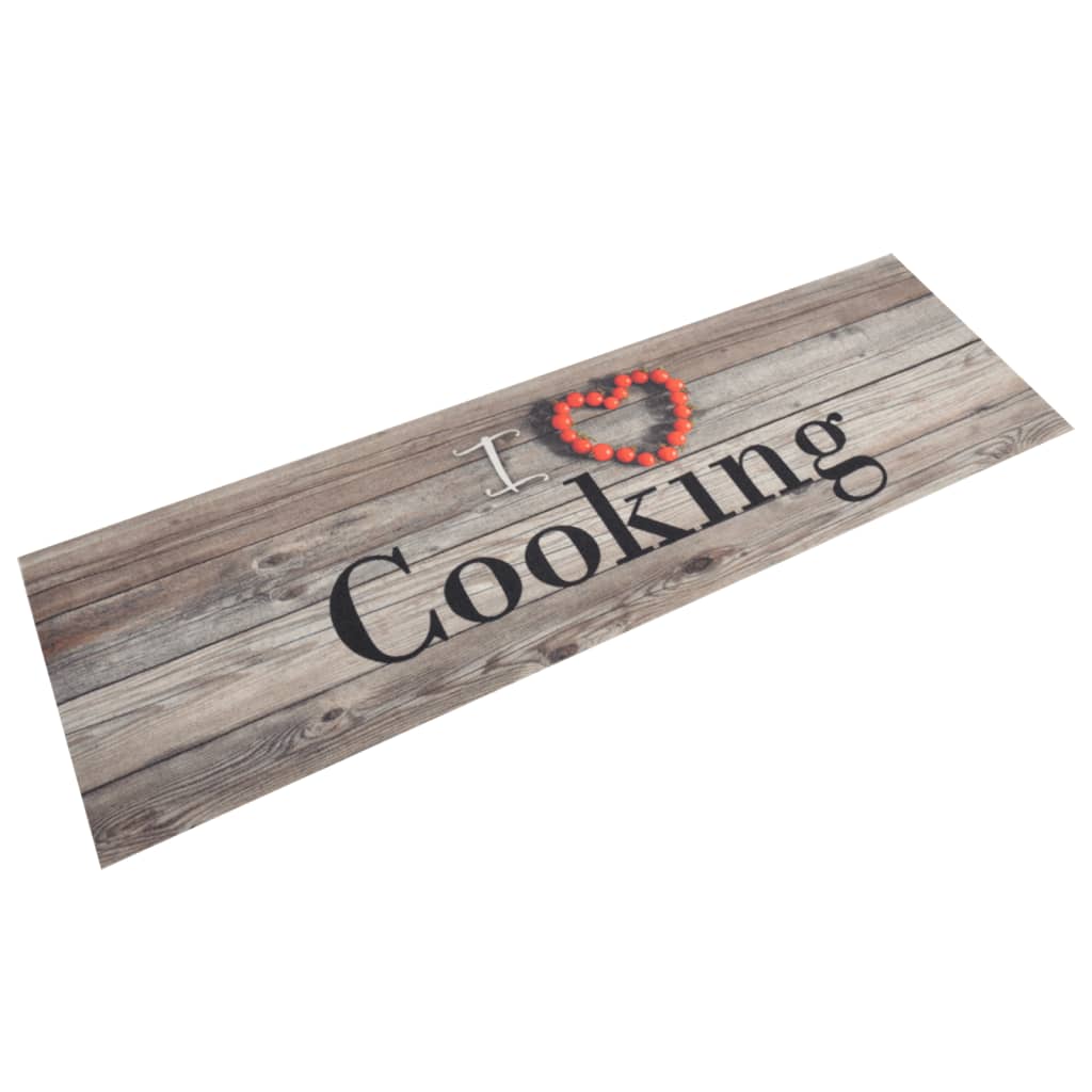 vidaXL Kitchen Rug Washable Cooking Grey 45x150 cm Velvet