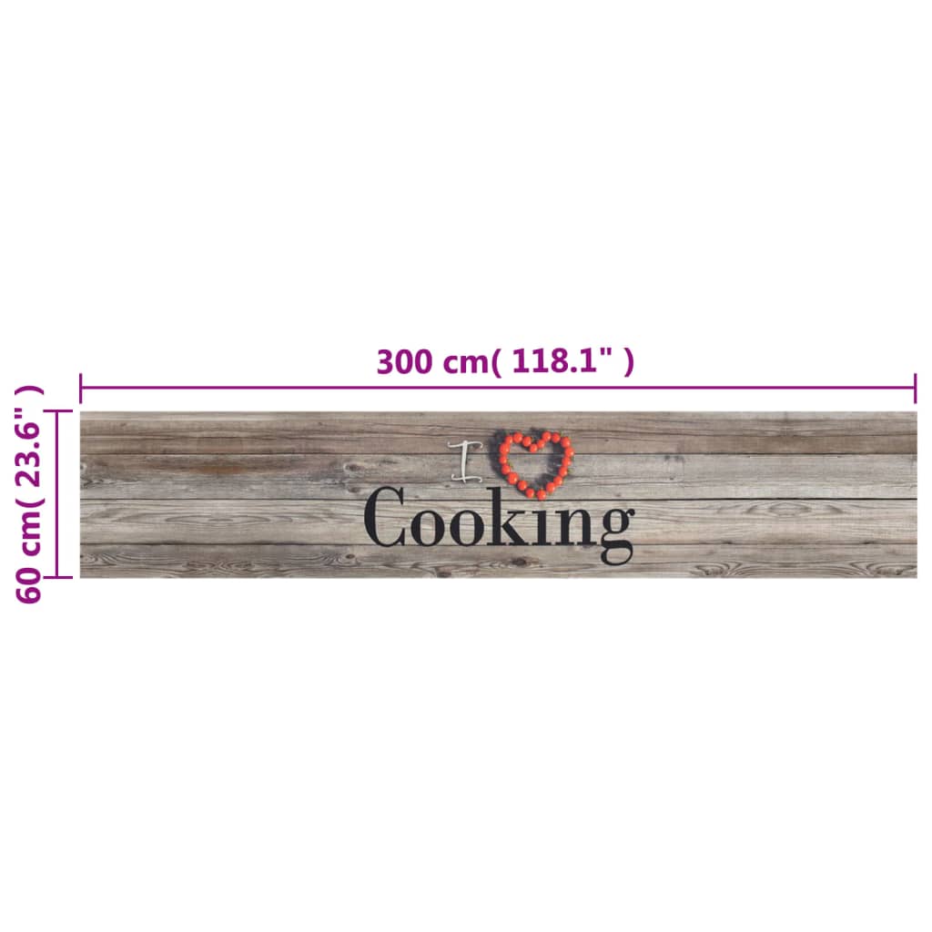 vidaXL Kitchen Rug Washable Cooking Grey 60x300 cm Velvet