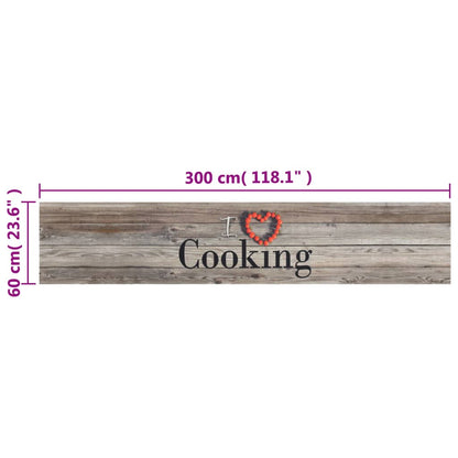 vidaXL Kitchen Rug Washable Cooking Grey 60x300 cm Velvet