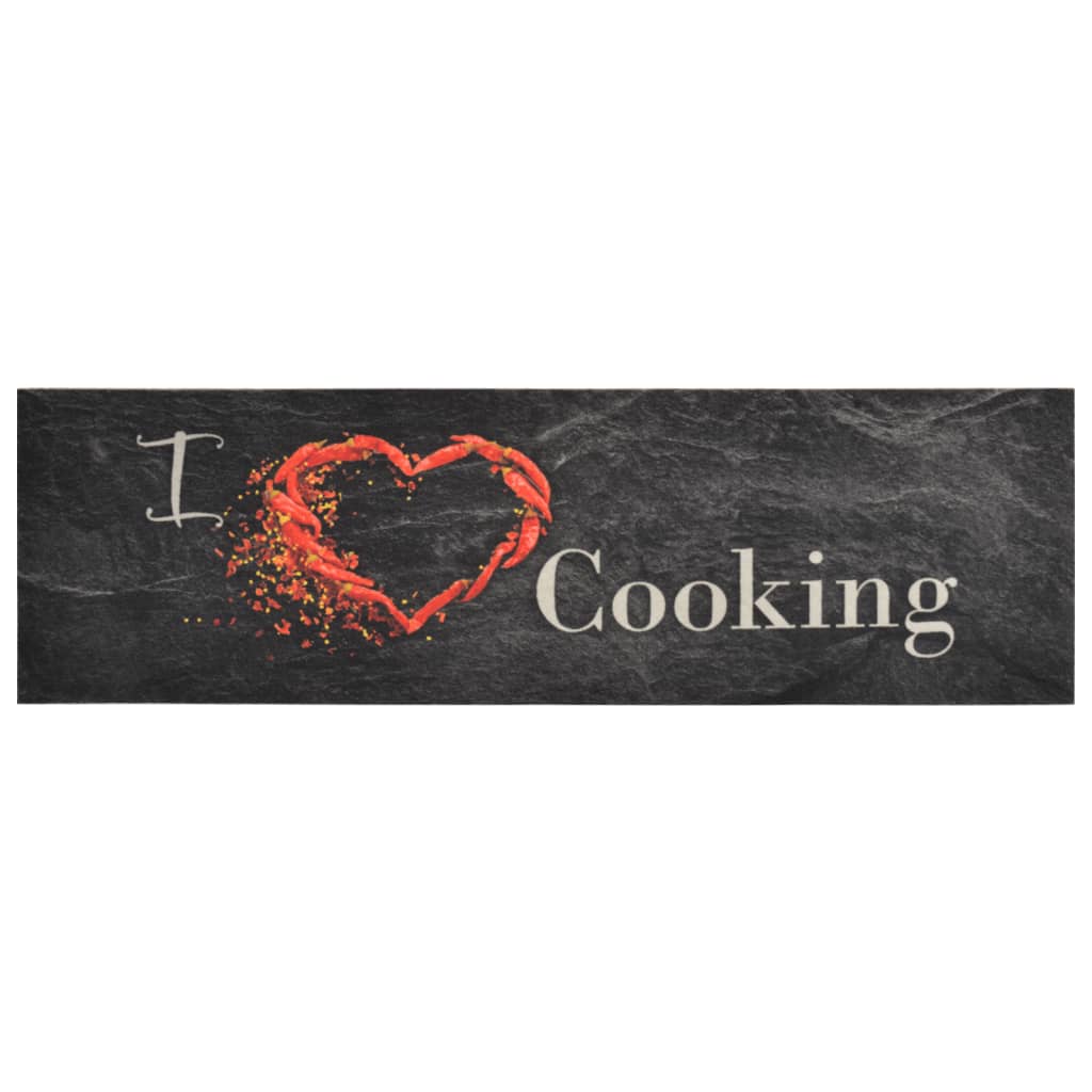 vidaXL Kitchen Rug Washable Cooking Black 45x150 cm Velvet
