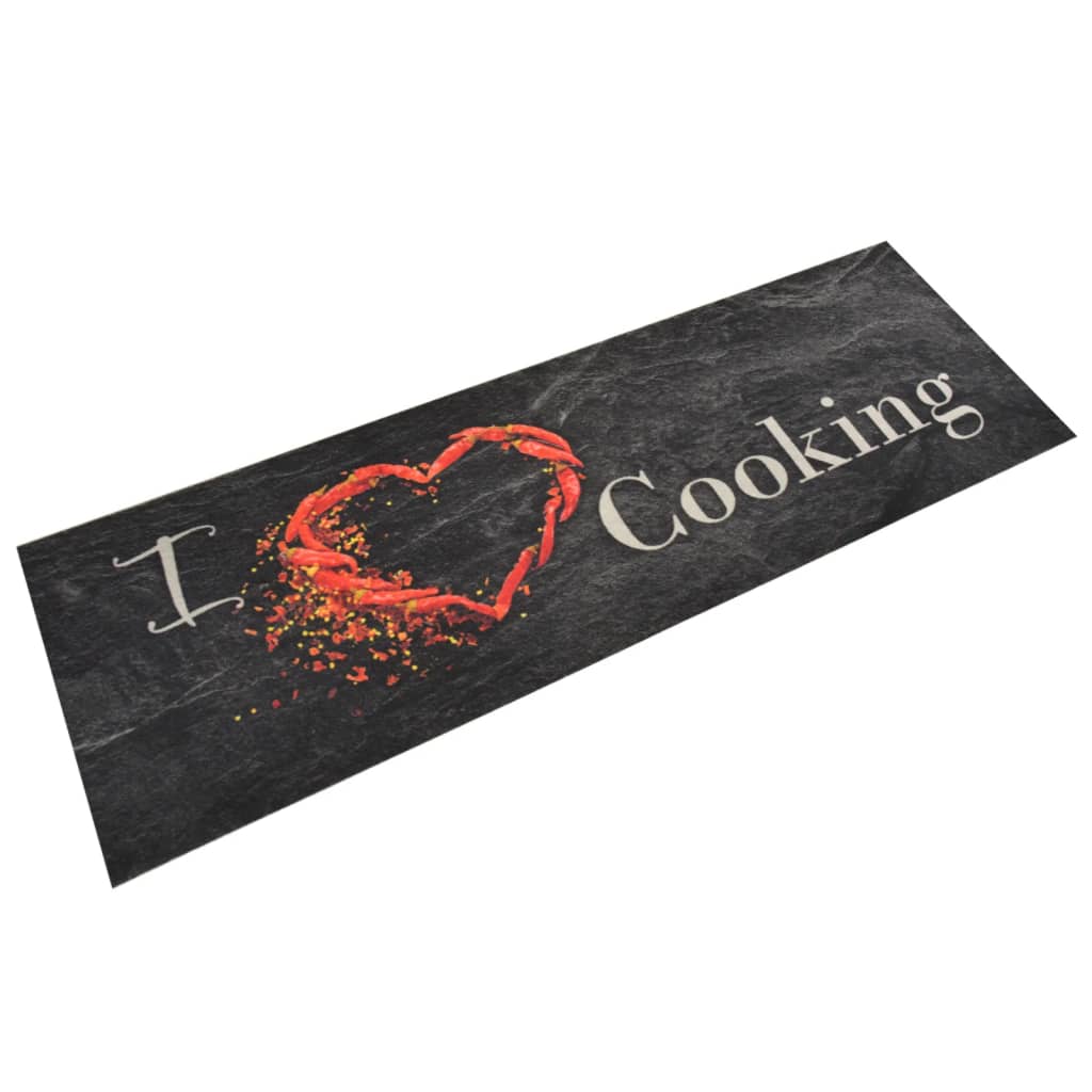 vidaXL Kitchen Rug | Black | Velvet (100% polyamide), Latex | 60x180 cm