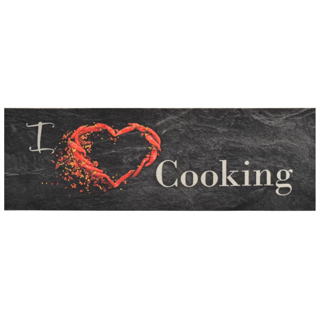 vidaXL Kitchen Rug | Black | Velvet (100% polyamide), Latex | 60x180 cm