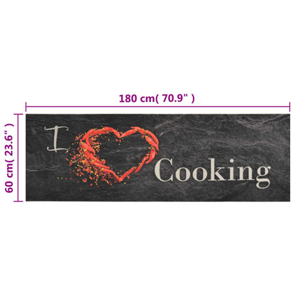 vidaXL Kitchen Rug | Black | Velvet (100% polyamide), Latex | 60x180 cm