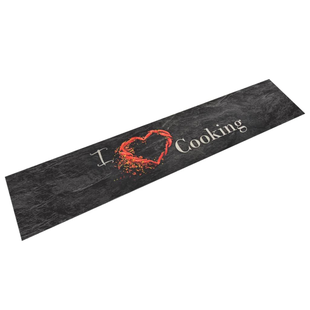vidaXL Kitchen Rug | Black | Velvet | 60x300 cm | Non-slip | Kitchen Rug