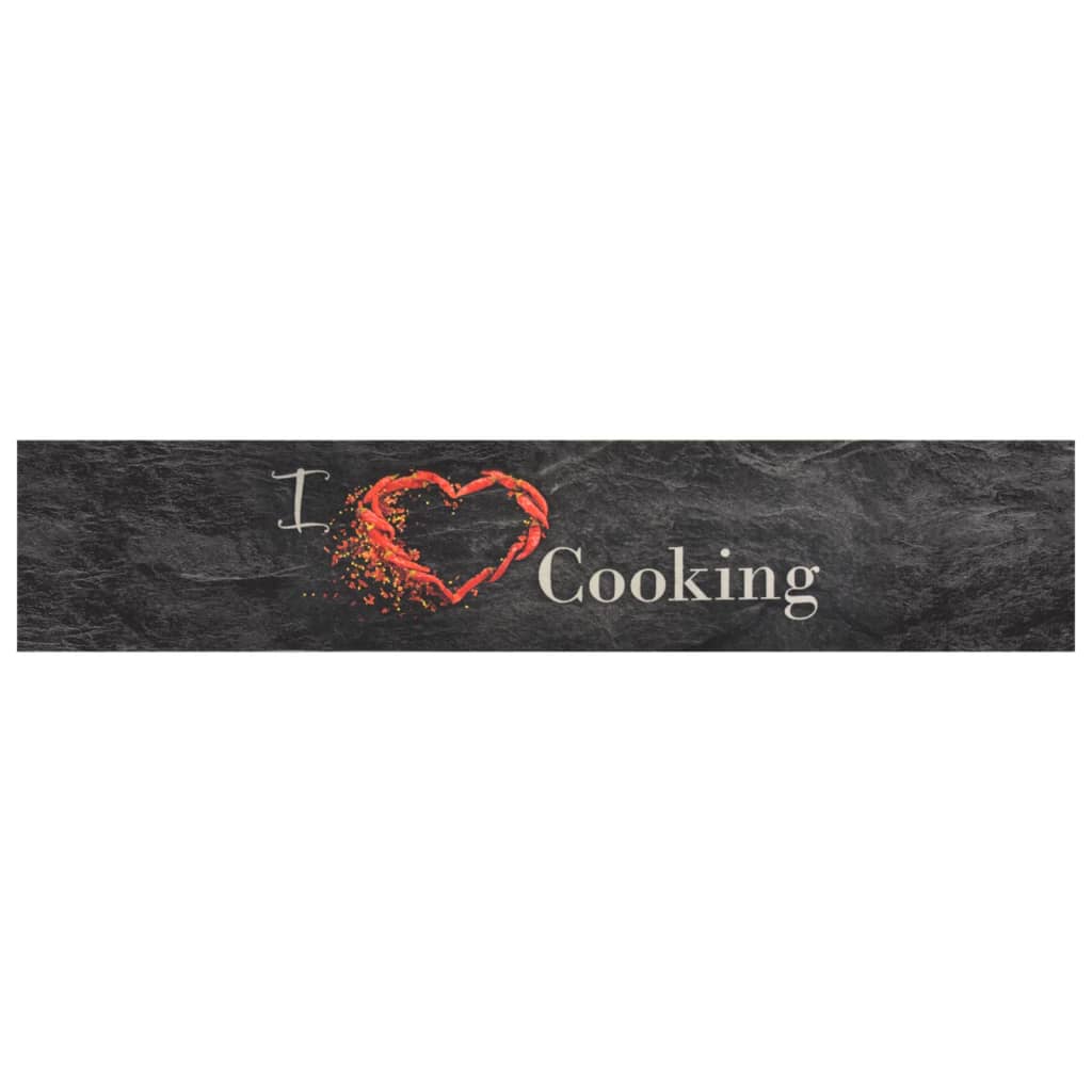 vidaXL Kitchen Rug | Black | Velvet | 60x300 cm | Non-slip | Kitchen Rug