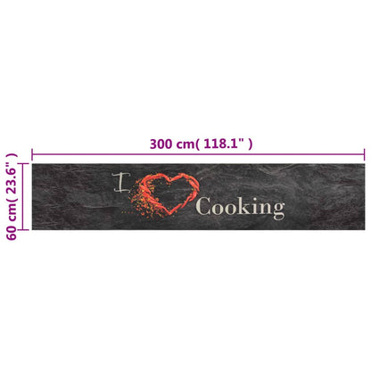 vidaXL Kitchen Rug | Black | Velvet | 60x300 cm | Non-slip | Kitchen Rug