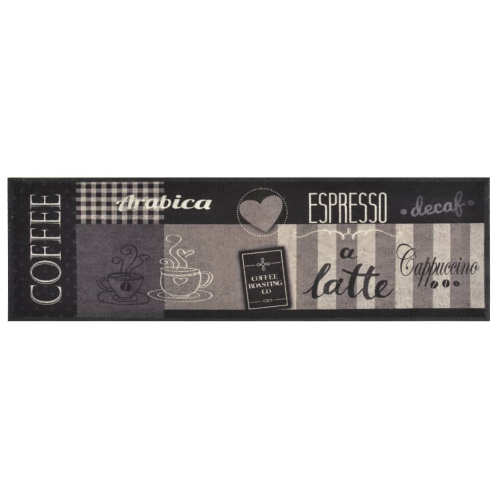 vidaXL Kitchen Rug Washable Coffee Black 45x150 cm Velvet