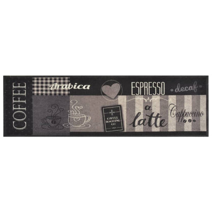 vidaXL Kitchen Rug Washable Coffee Black 45x150 cm Velvet