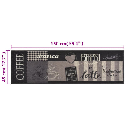 vidaXL Kitchen Rug Washable Coffee Black 45x150 cm Velvet
