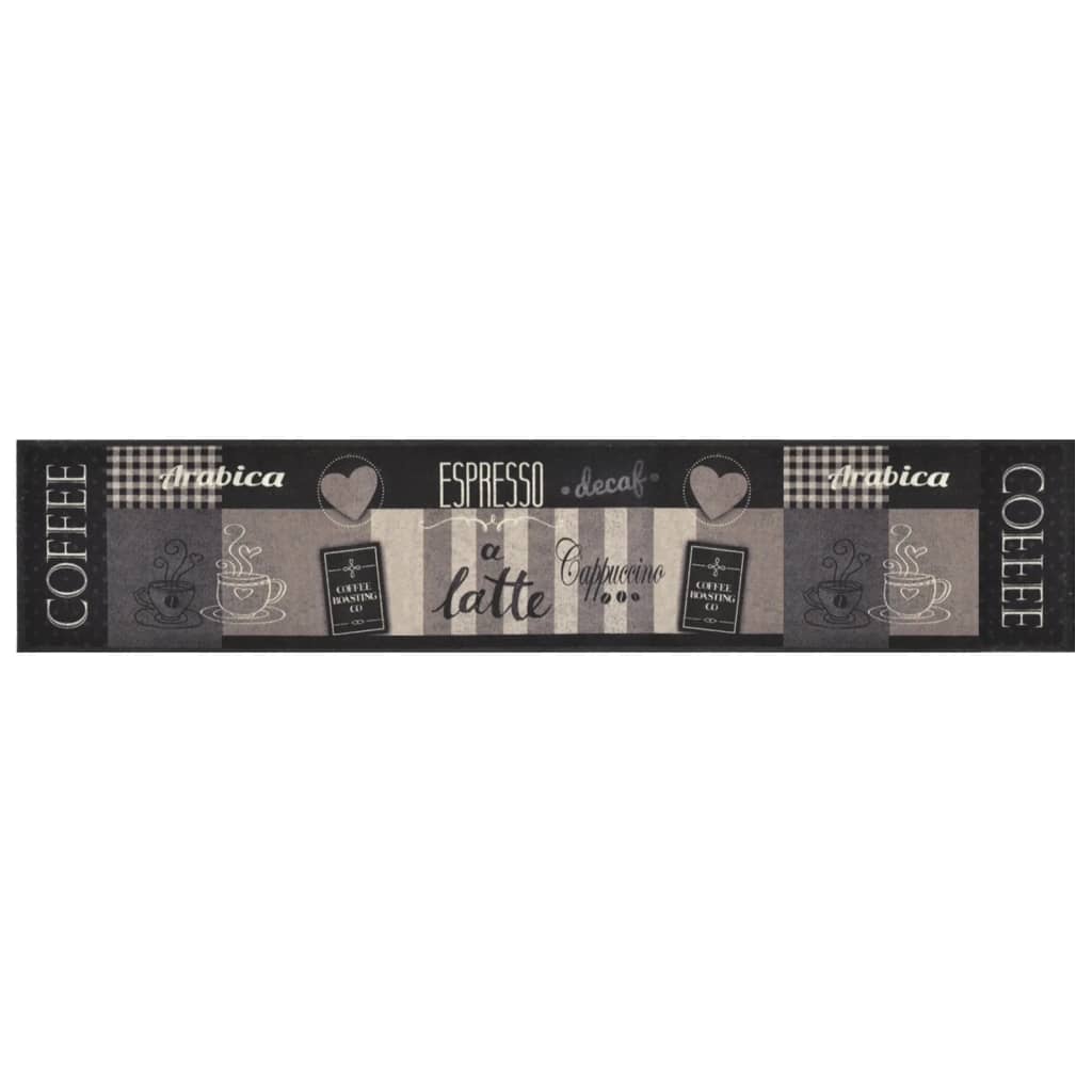 vidaXL Kitchen Rug Washable Coffee Black 60x300 cm Velvet
