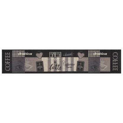 vidaXL Kitchen Rug Washable Coffee Black 60x300 cm Velvet