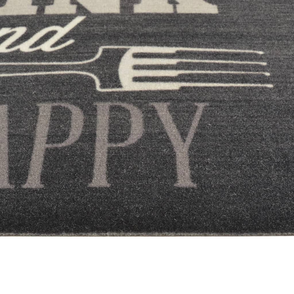 vidaXL Kitchen Rug Washable Kitchen Black 60x180 cm Velvet