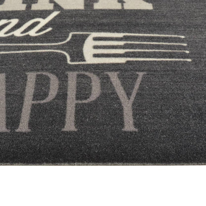 vidaXL Kitchen Rug Washable Kitchen Black 60x180 cm Velvet