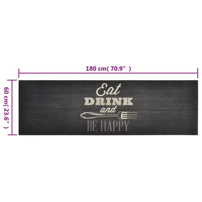 vidaXL Kitchen Rug Washable Kitchen Black 60x180 cm Velvet