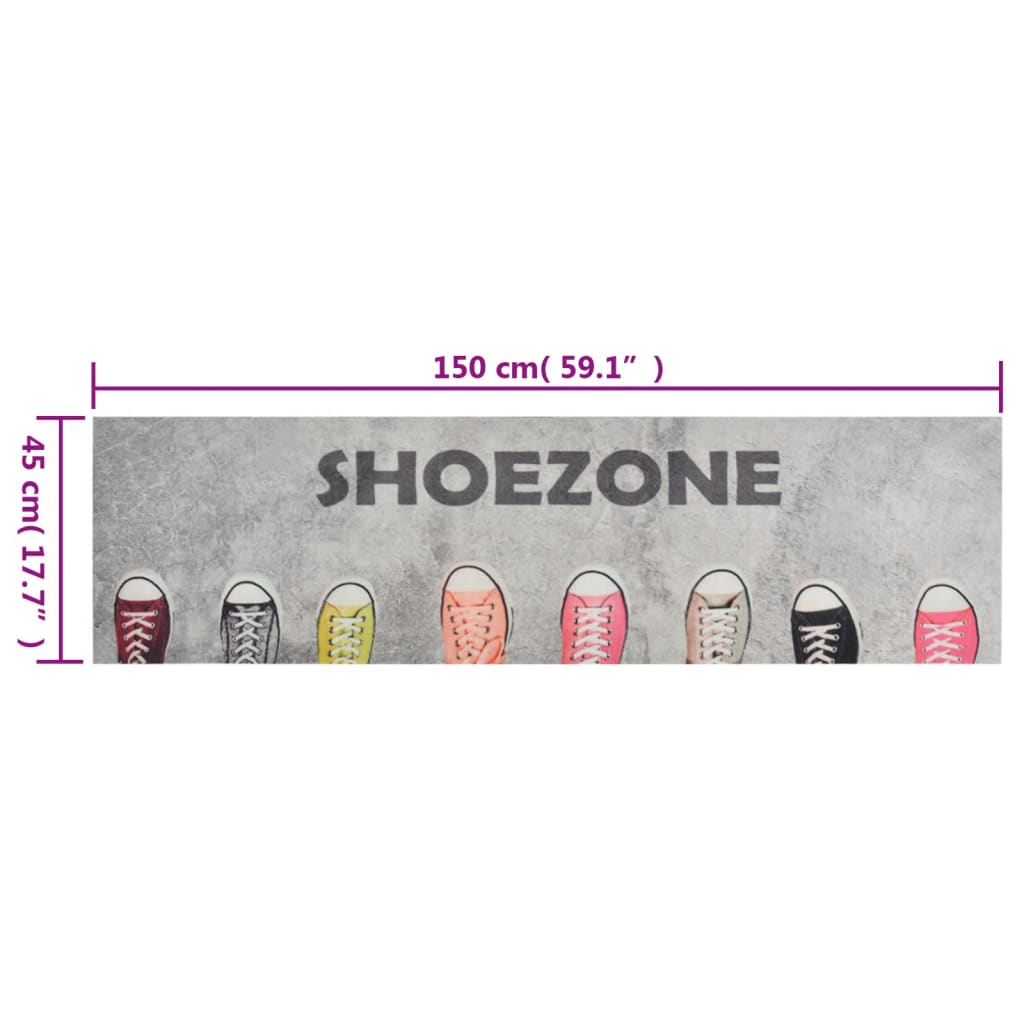 vidaXL Kitchen Rug Washable Shoezone 45x150 cm Velvet