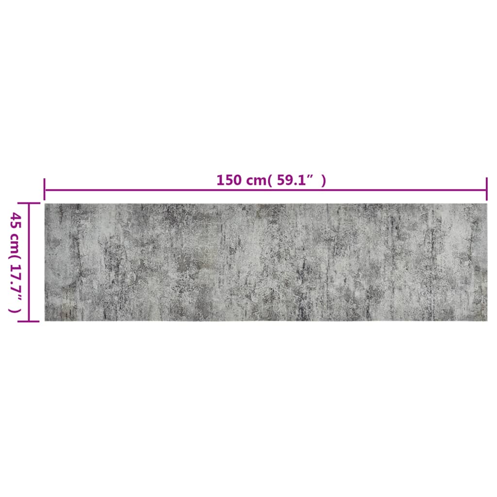 vidaXL Kitchen Rug Washable Beton 45x150 cm Velvet