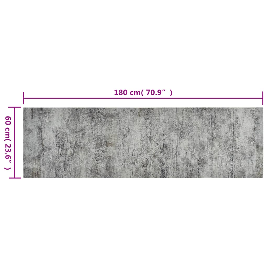 vidaXL Kitchen Rug Washable Beton 60x180 cm Velvet