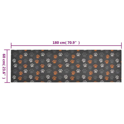 vidaXL Kitchen Rug Washable Paws 60x180 cm Velvet