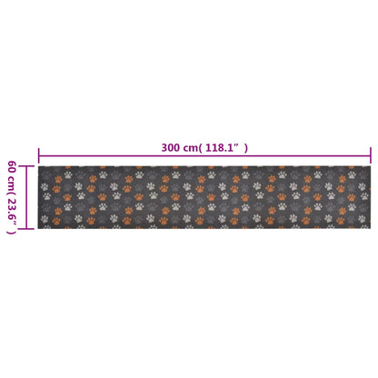vidaXL Kitchen Rug Washable Paws 60x300 cm Velvet