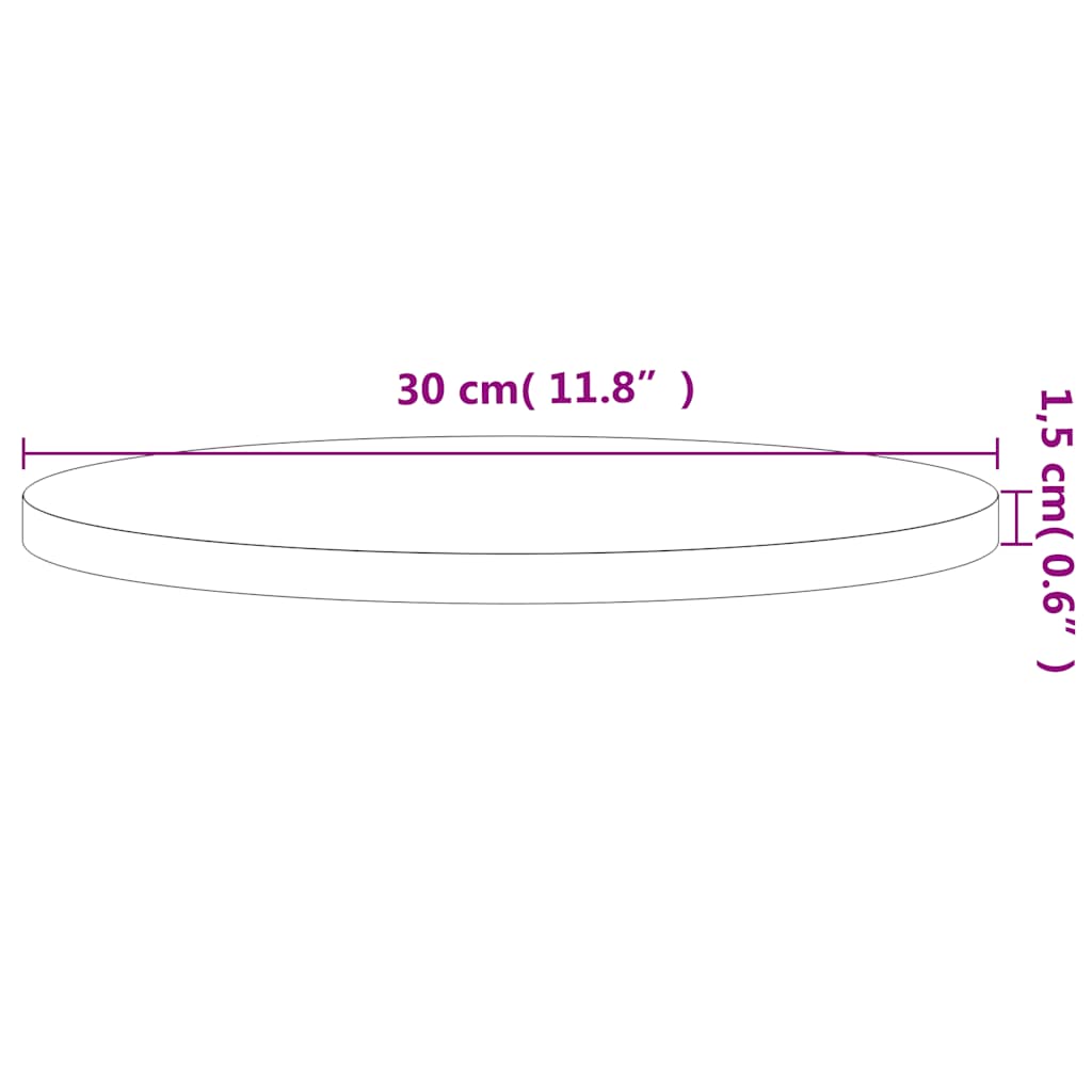 vidaXL Table Top Ø30x1.5 cm Round Solid Wood Beech