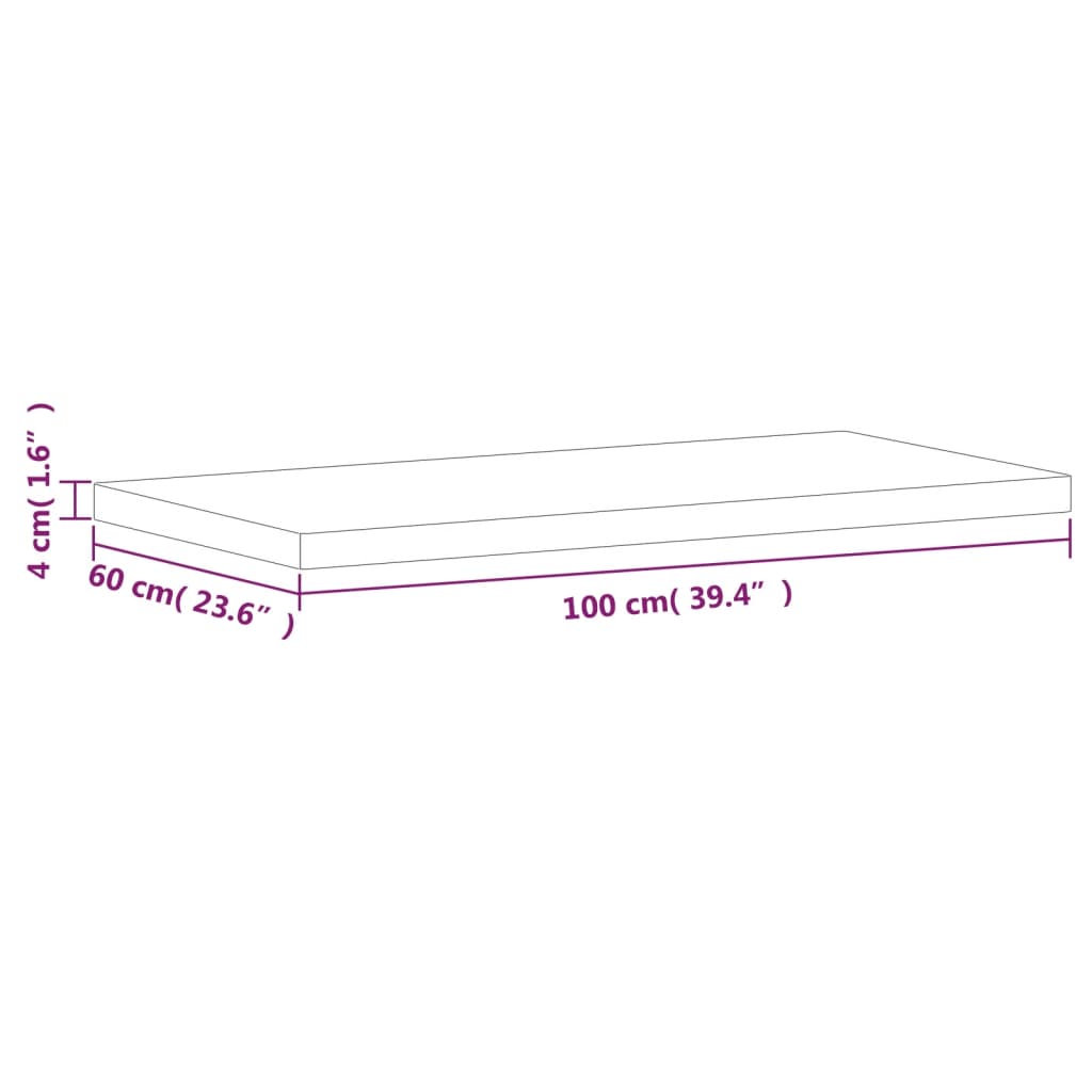 vidaXL Bathroom Countertop 100x60x4 cm Solid Wood Beech
