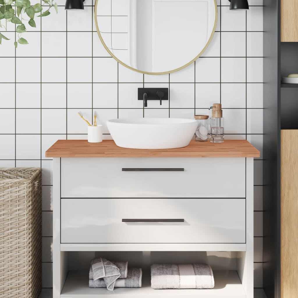 vidaXL Bathroom Countertop 100x50x2.5 cm Solid Wood Beech