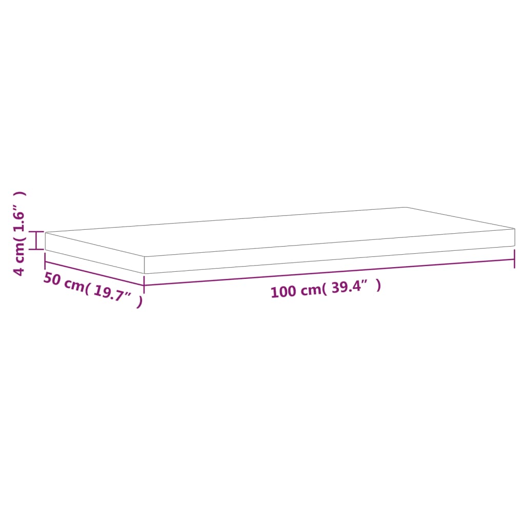 vidaXL Bathroom Countertop 100x50x4 cm Solid Wood Beech