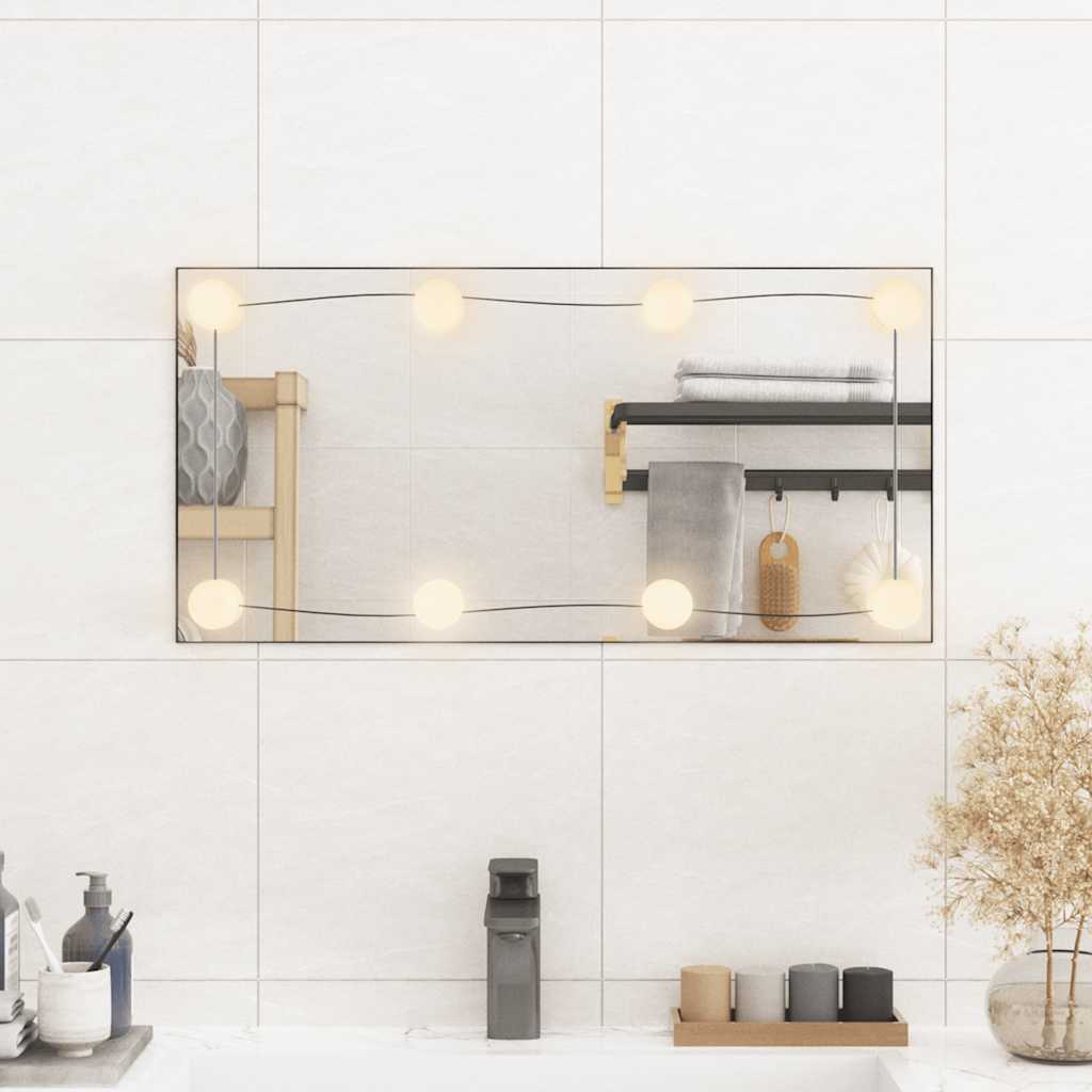 vidaXL Wall Mirror with LED Lights 30x60 cm Glass Rectangle