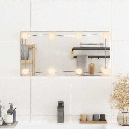 vidaXL Wall Mirror with LED Lights 30x60 cm Glass Rectangle
