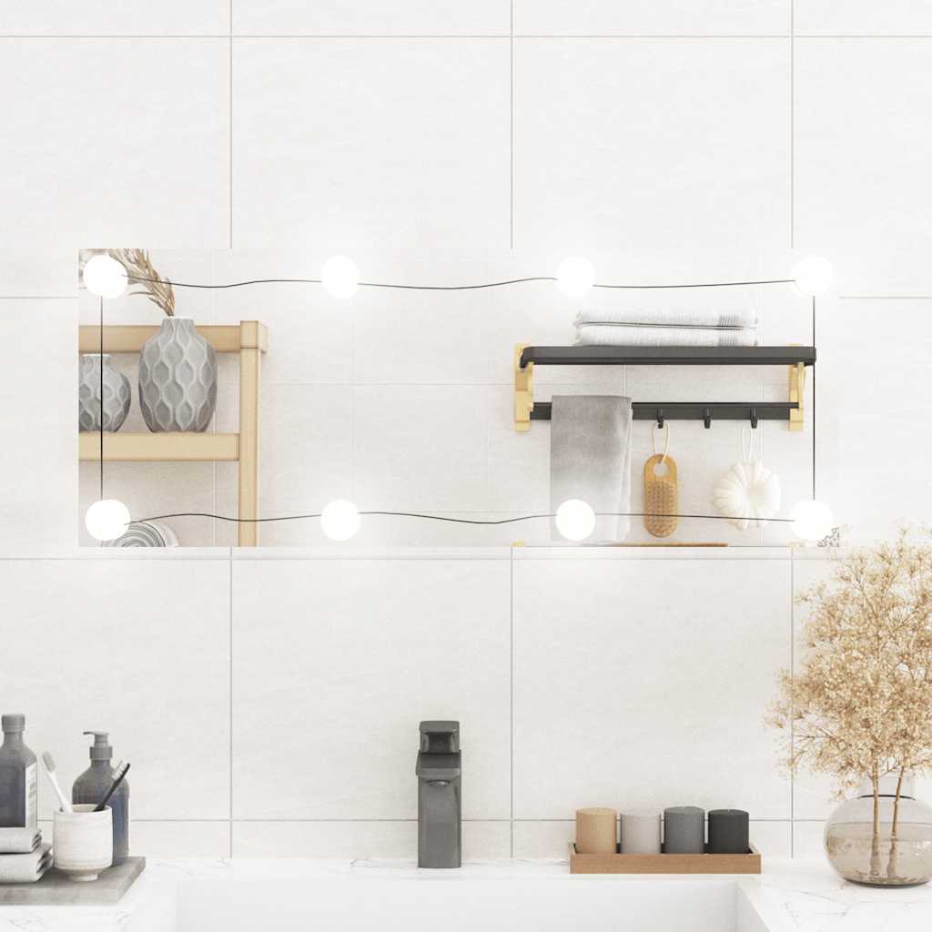 vidaXL Wall Mirror with LED Lights 30x80 cm Glass Rectangle