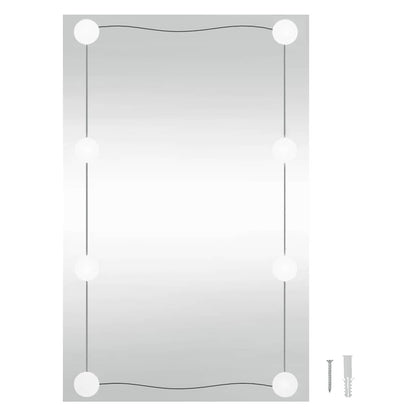 vidaXL Wall Mirror with LED Lights 40x60 cm Glass Rectangle