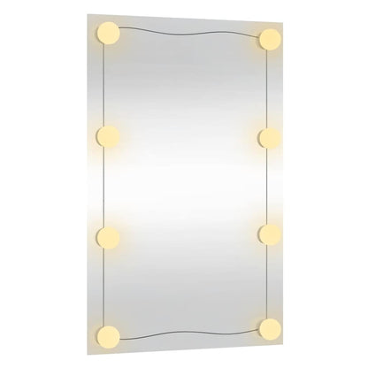 vidaXL Wall Mirror with LED Lights 40x60 cm Glass Rectangle