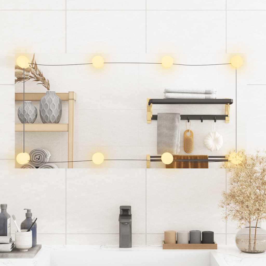 vidaXL Wall Mirror with LED Lights 40x80 cm Glass Rectangle