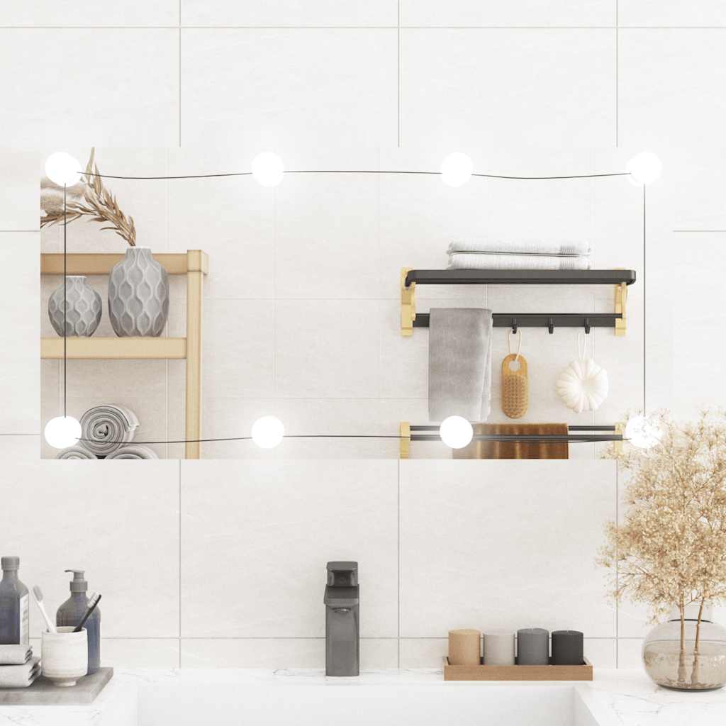 vidaXL Wall Mirror with LED Lights 40x80 cm Glass Rectangle