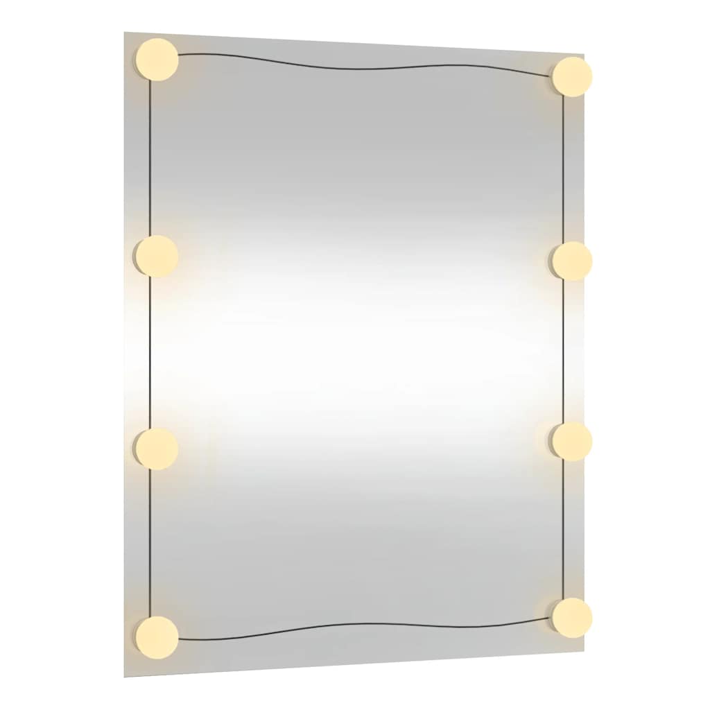 vidaXL Wall Mirror with LED Lights 50x60 cm Glass Rectangle
