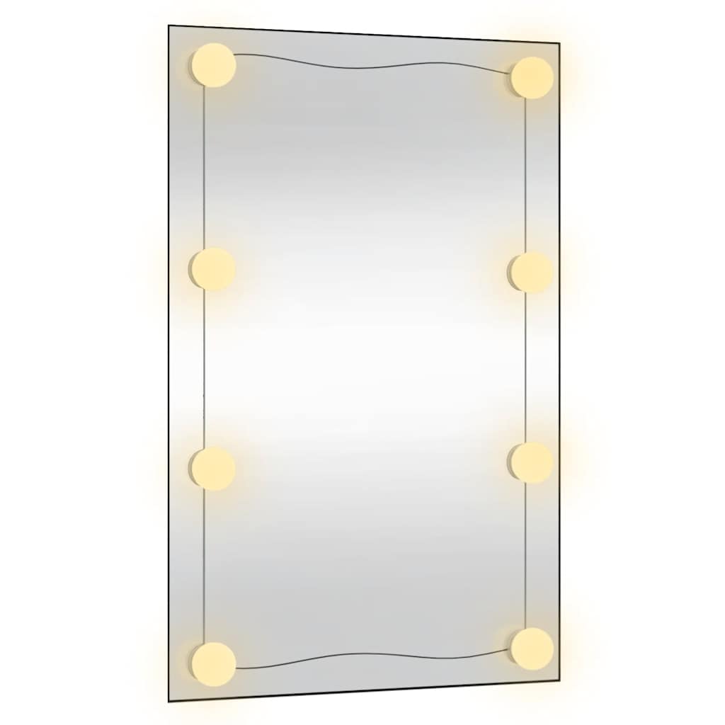 vidaXL Wall Mirror with LED Lights 50x80 cm Glass Rectangle