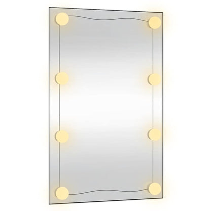 vidaXL Wall Mirror with LED Lights 50x80 cm Glass Rectangle